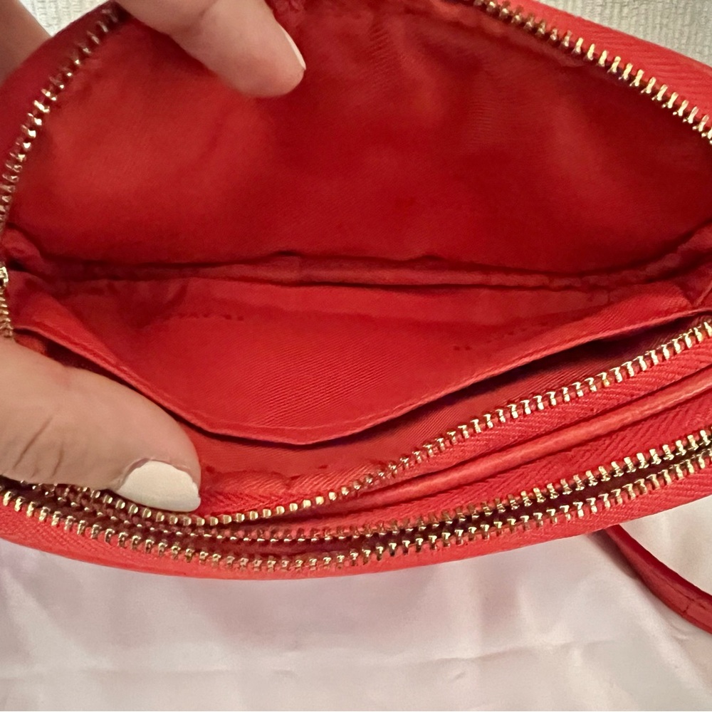 Coach Coral Red Pebbled Leather Crossbody Camera Bag - Picture 7 of 9